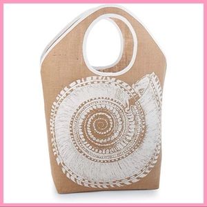MUD PIE | NWT Shoreline Jute Tote in Snail Shell